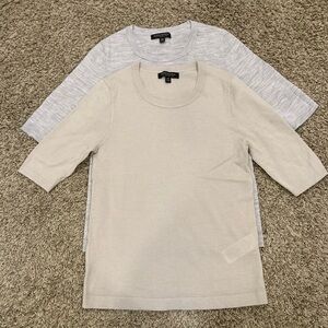 Set of 2 Banana Republic 100% Extra Fine Merino wool Half Sleeve gray & tan
